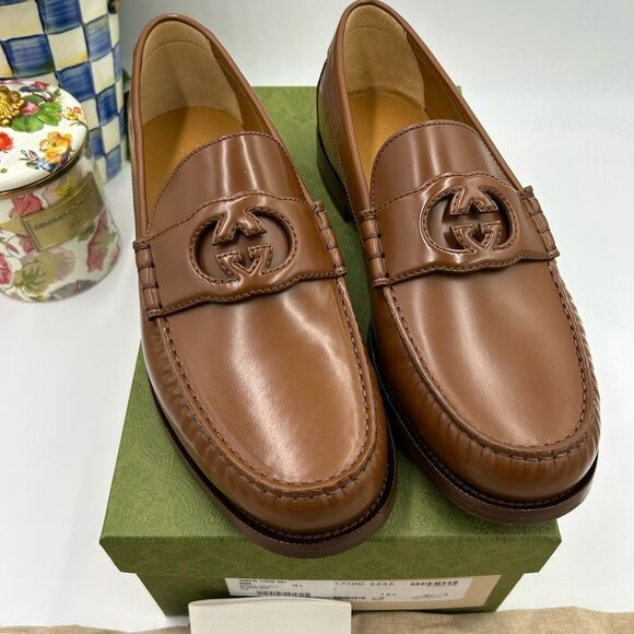 Man Gucci interlocking G leather loafers size 12.5 made in Italy - Picture 1 of 11